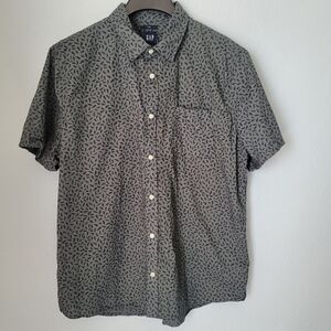 GAP Men's Green Patterned Slim Shirt Size XL.